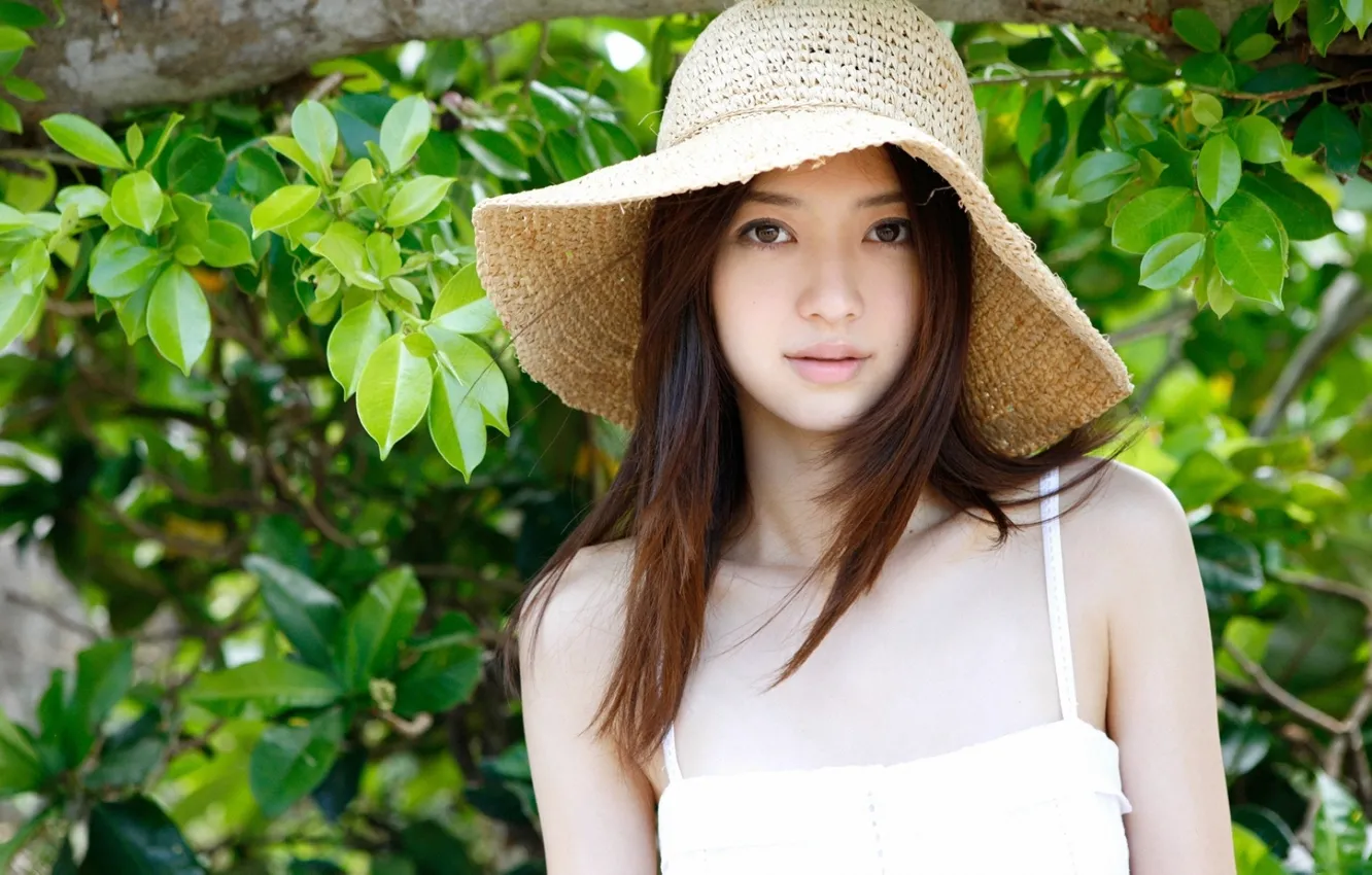 Photo wallpaper Rina Aizawa, nature, hat, outdoor, asian, model, beauty, girl