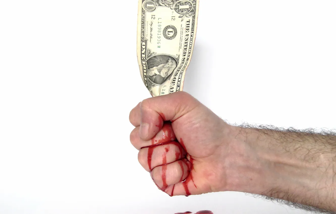 Photo wallpaper blood, hands, dollars