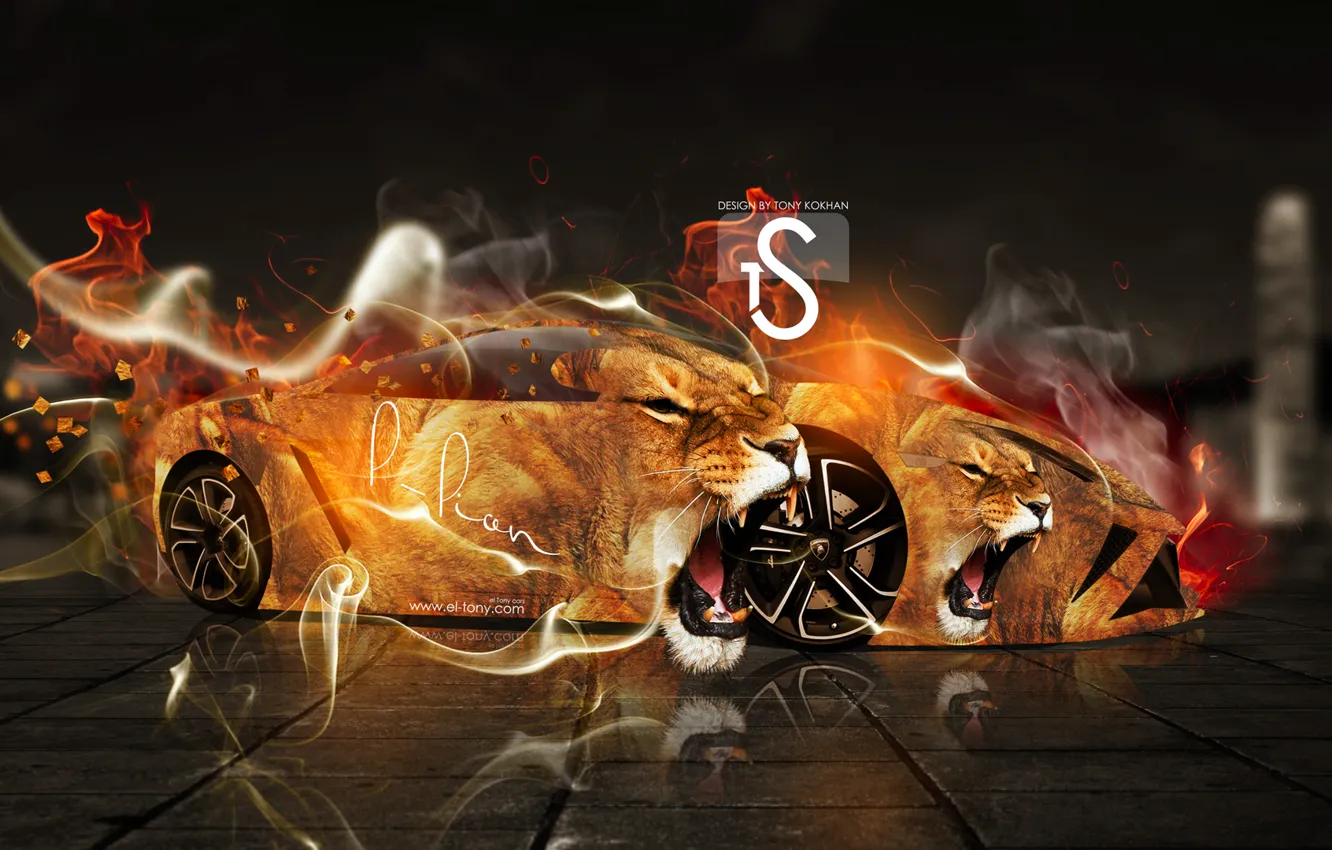 Photo wallpaper Lamborghini, Gallardo, Fantasy, Fire, el Tony Cars