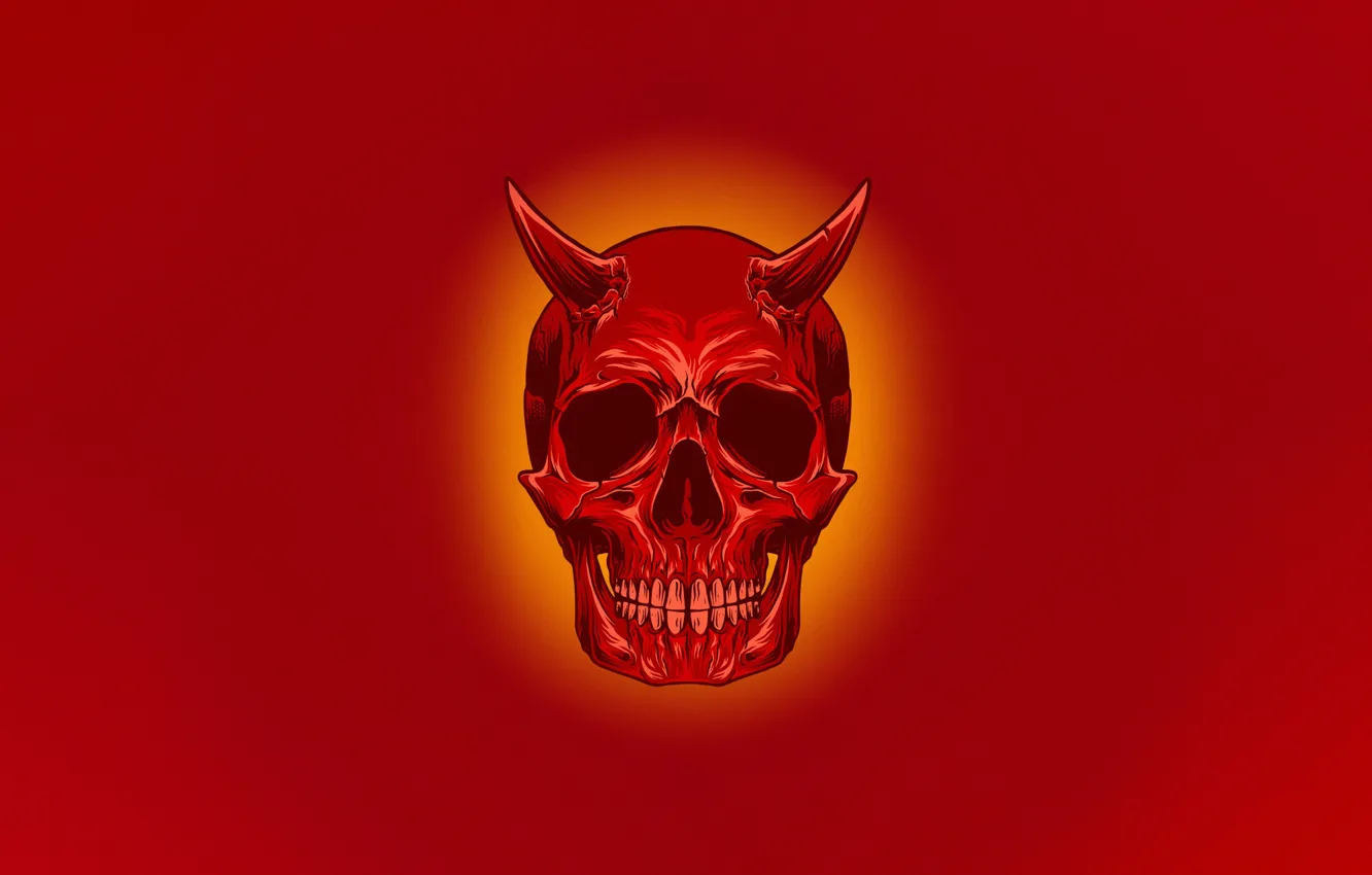 Photo wallpaper style, background, skull, minimalism, art, horns, the devil, sake