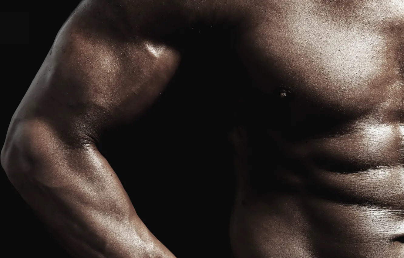 Photo wallpaper macro, body, male, torso, press