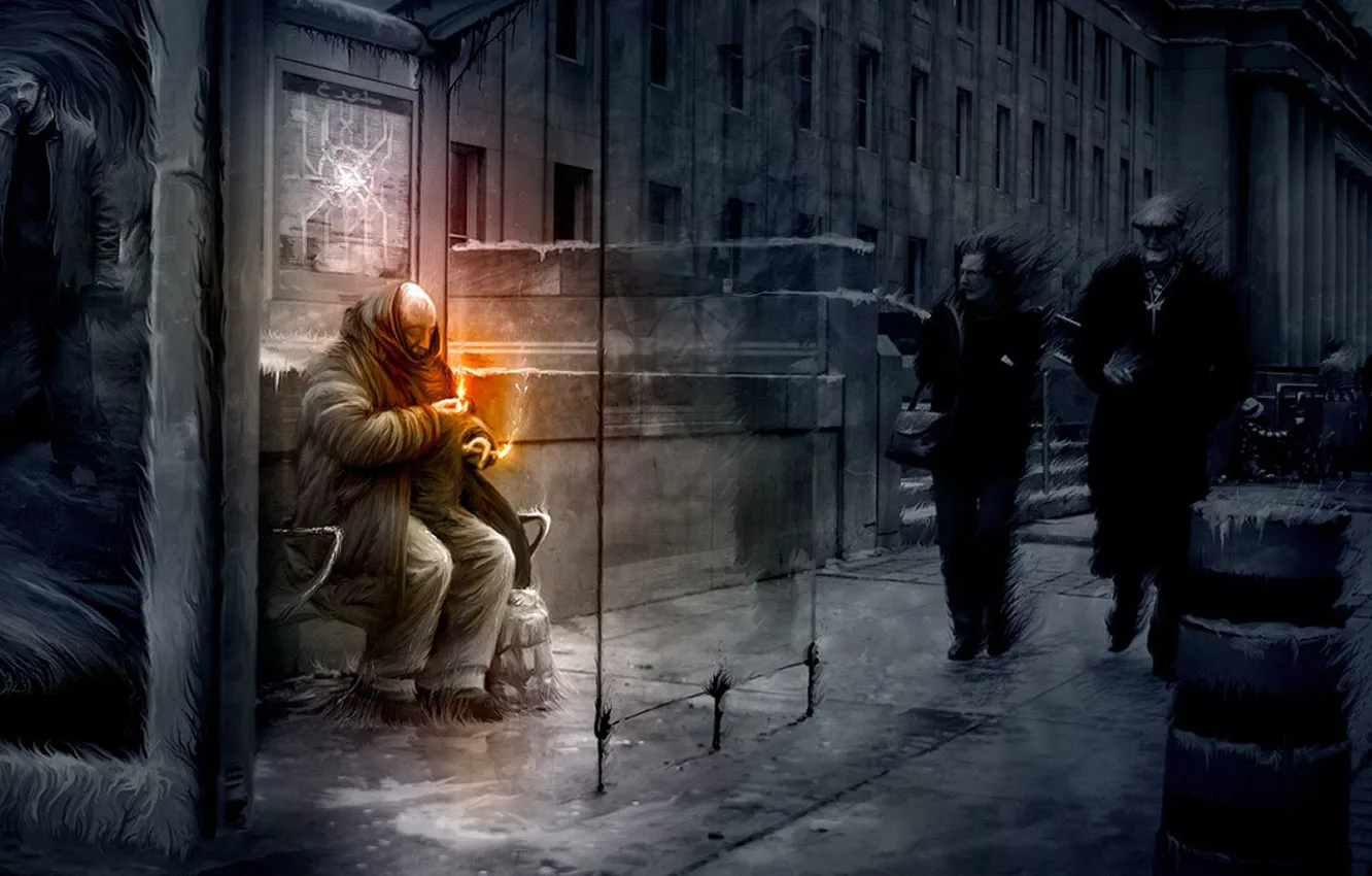 Photo wallpaper cold, mood, fire, Moscow