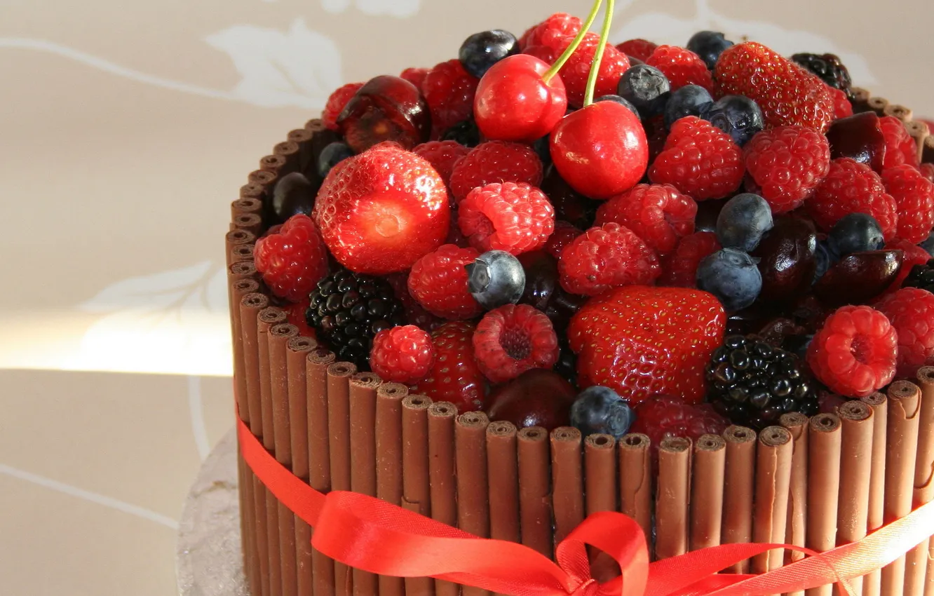 Photo wallpaper berries, cake, dessert
