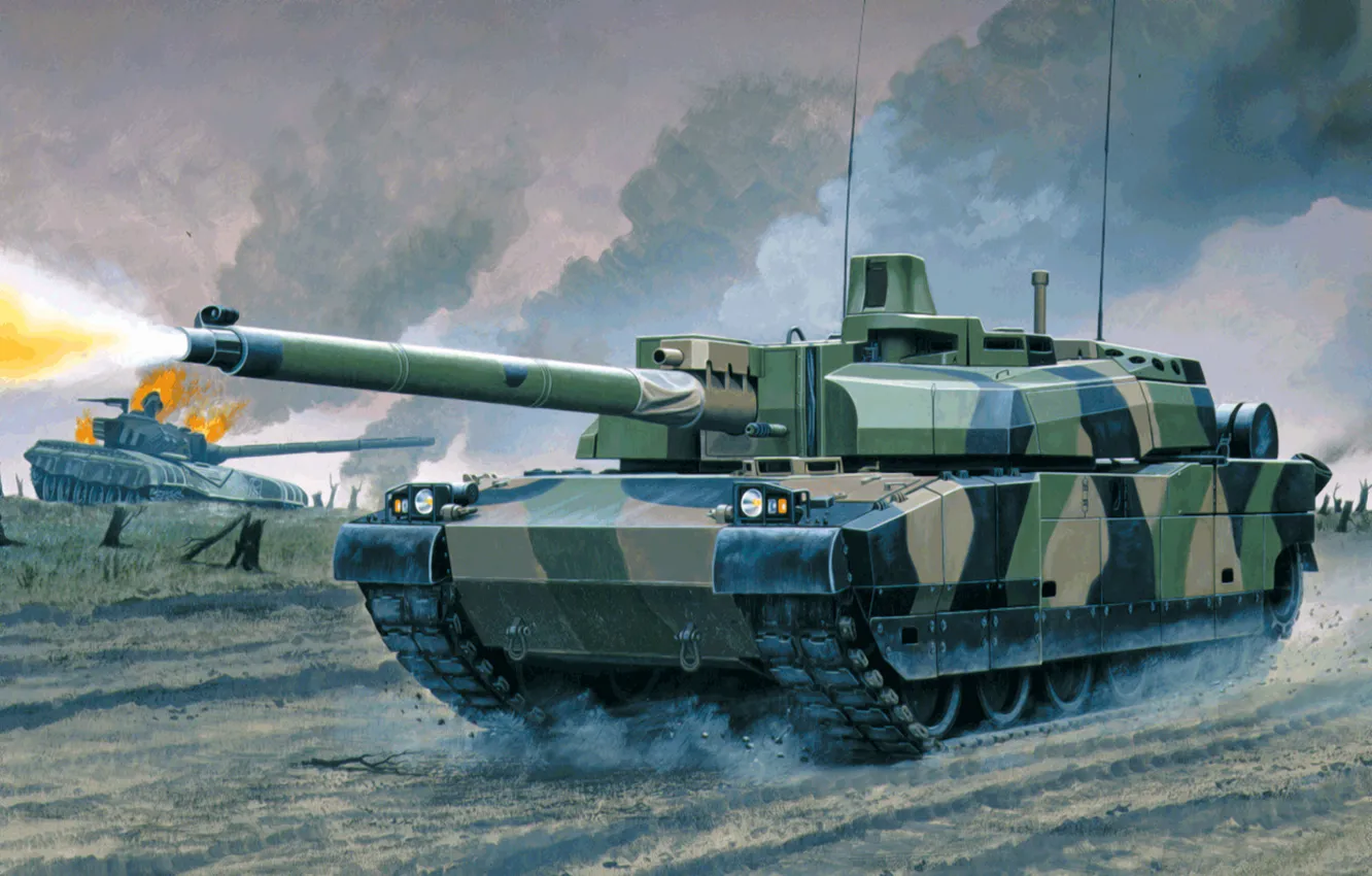Photo wallpaper art, painting, tank, AMX Leclerc