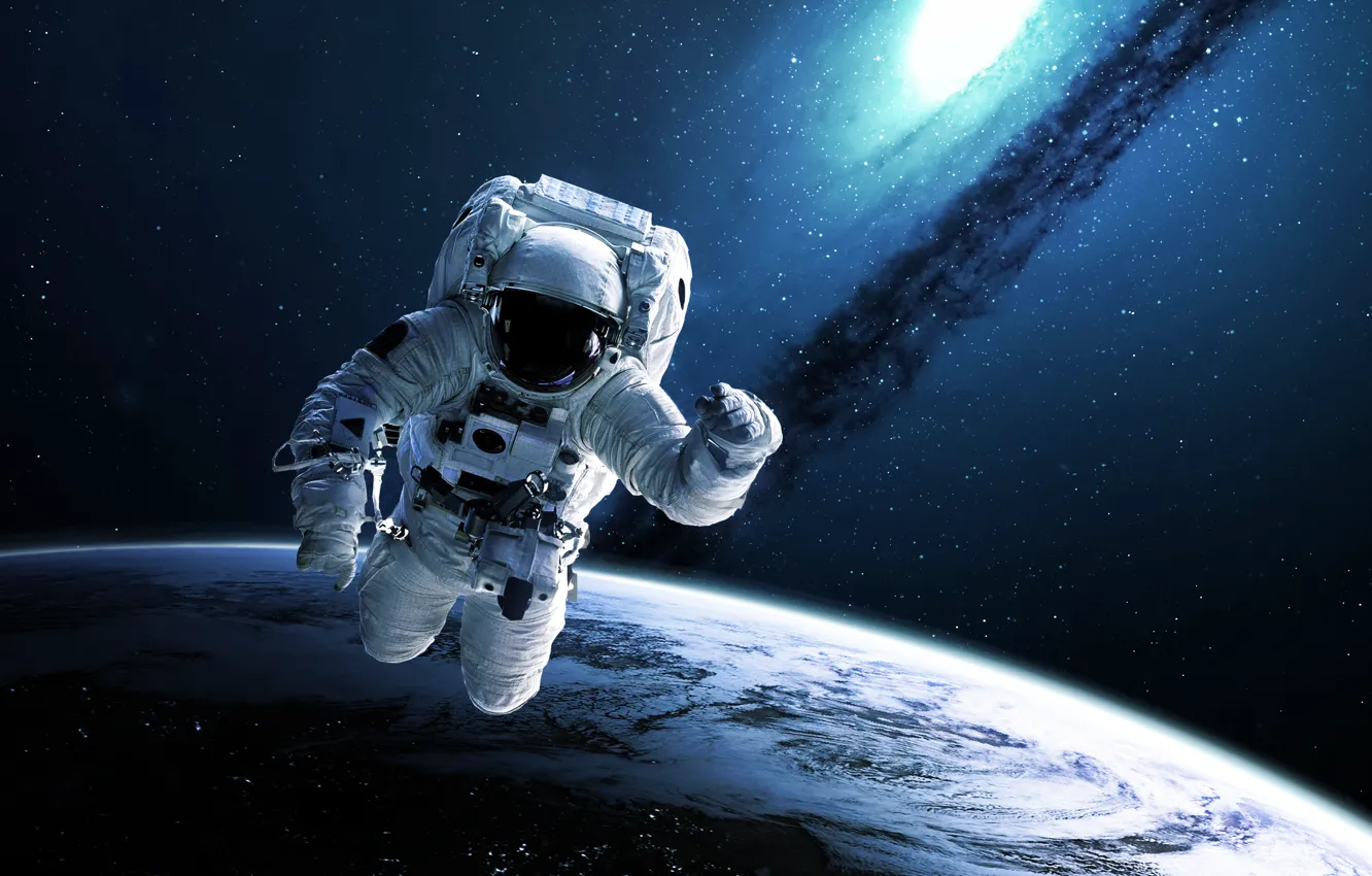 Photo wallpaper space, earth, planet, astronaut, NASA, space, astronaut, NASA