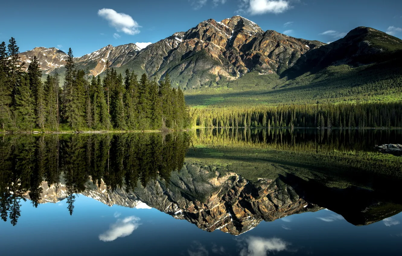 Photo wallpaper Alberta, Canada, mountains, reflection, Lake