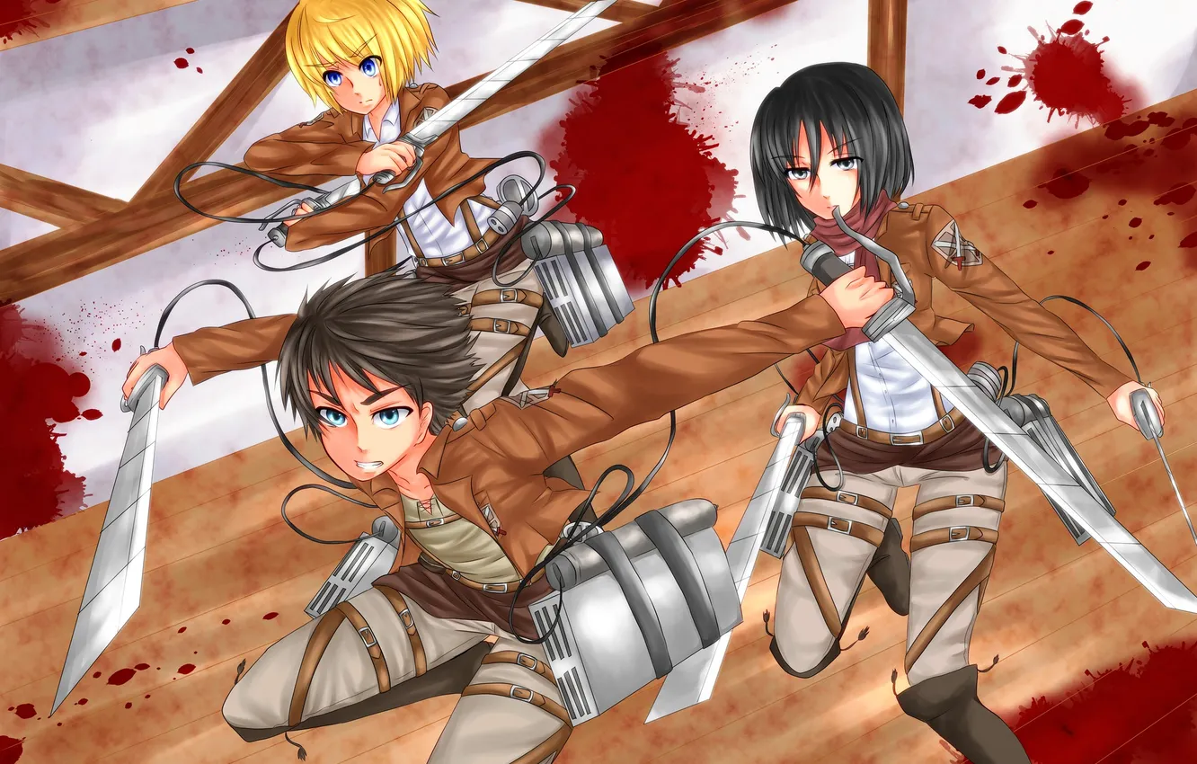 Photo wallpaper look, girl, the city, weapons, anger, blood, soldiers, guys
