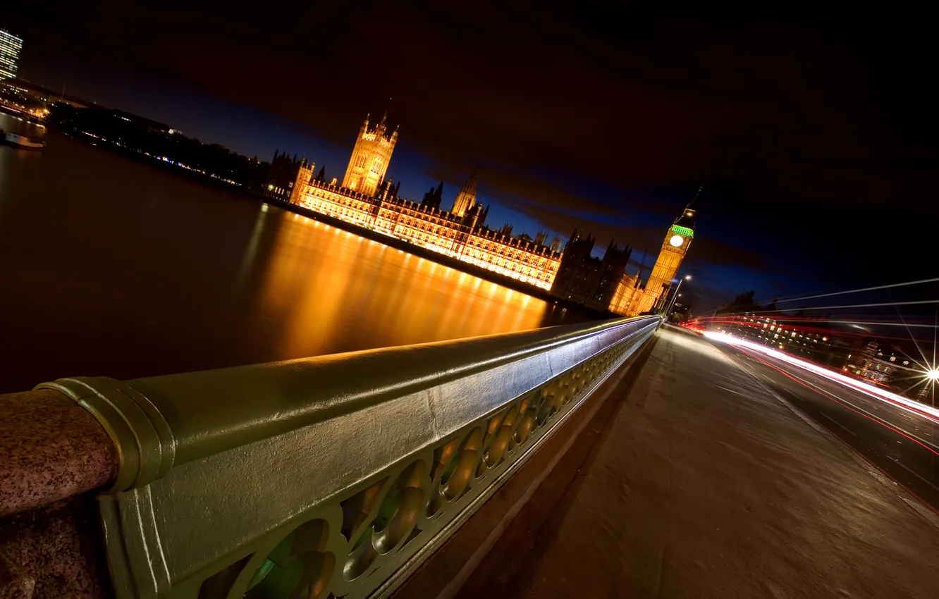 Photo wallpaper bridge, river, England, the evening, big Ben