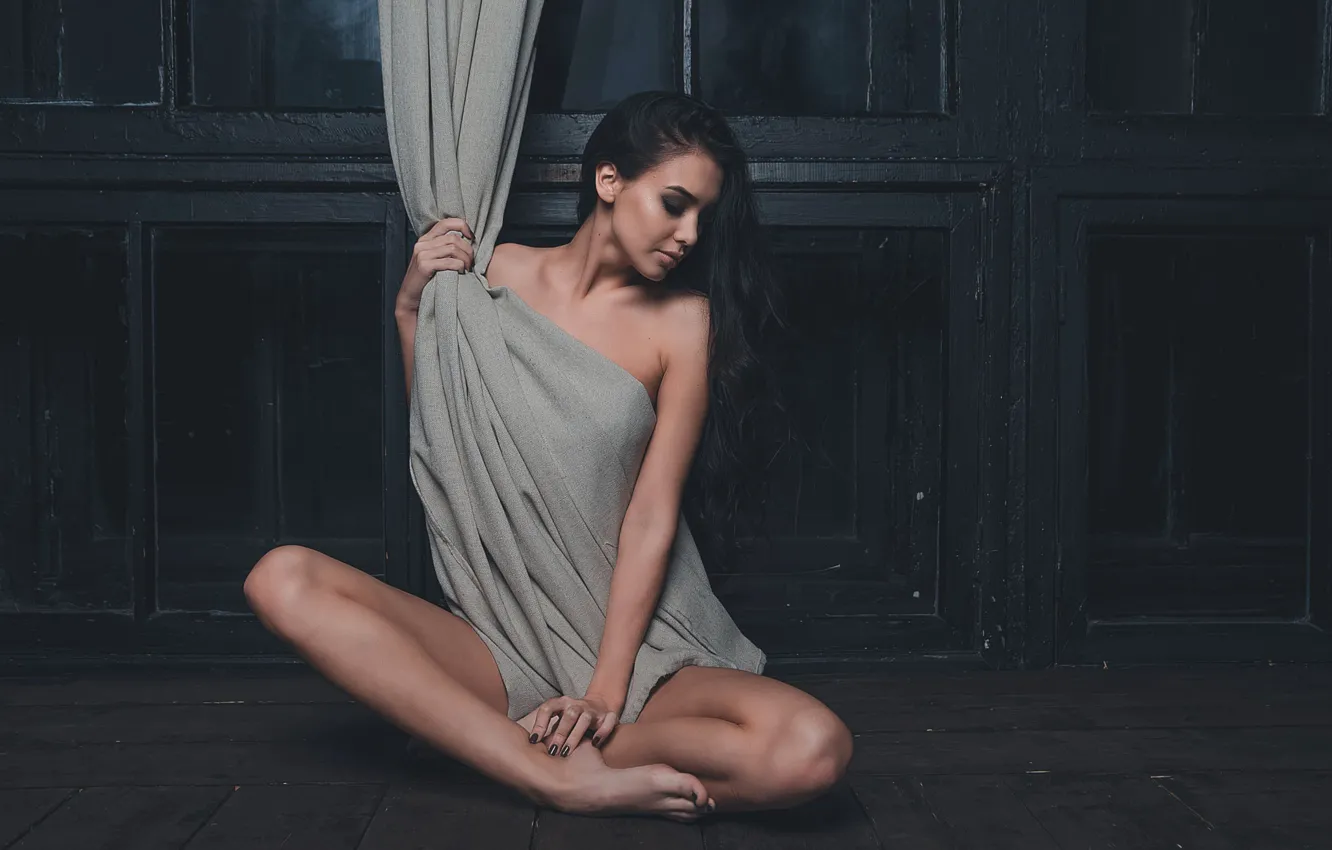 Photo wallpaper sexy, pose, wall, model, body, portrait, makeup, brunette