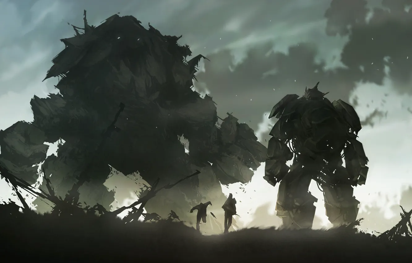 Photo wallpaper fiction, figure, robot, destruction, giant, Golem, mech, Golem