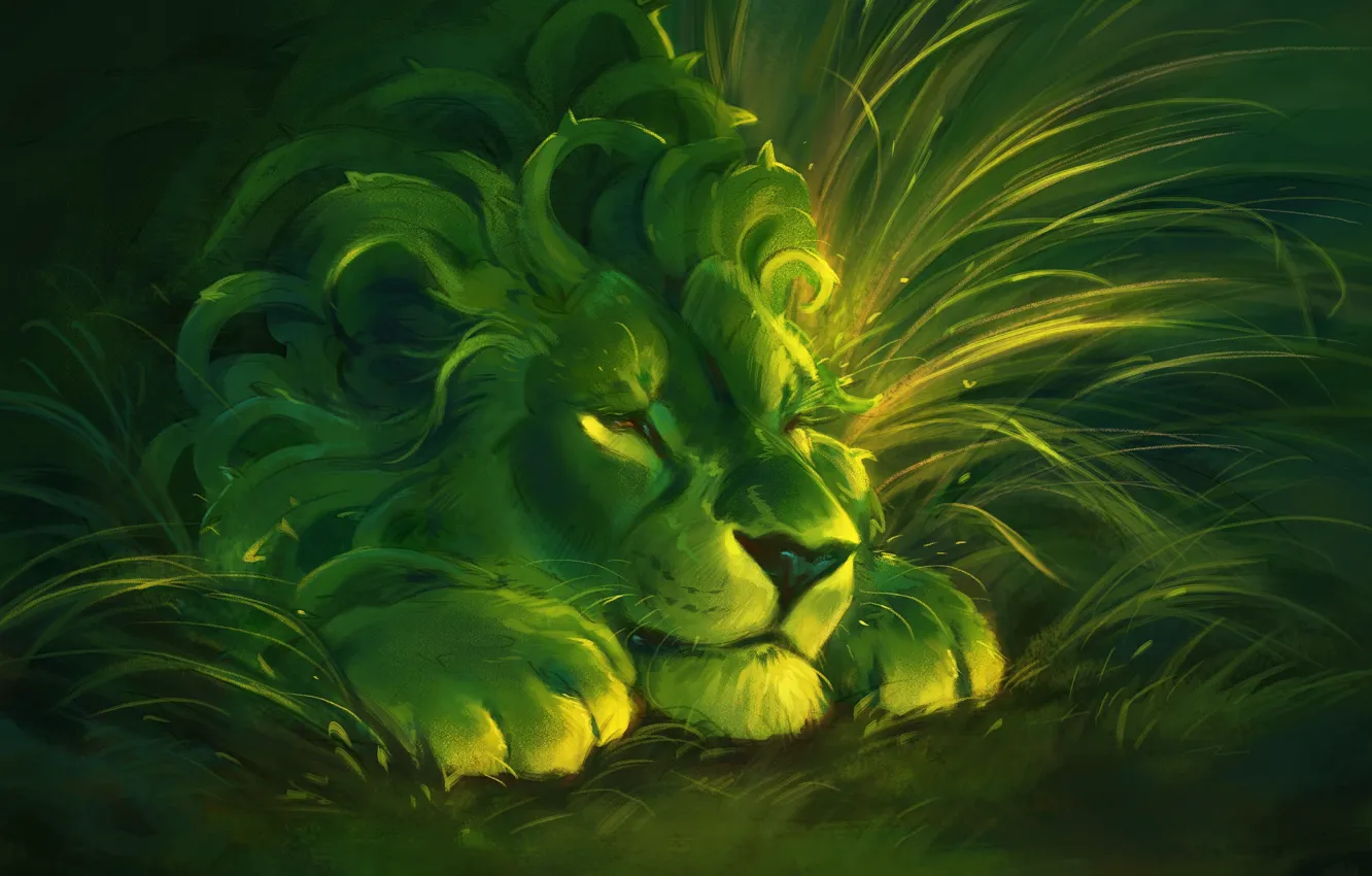 Photo wallpaper greens, Leo, beast