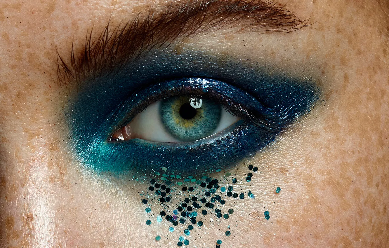 Photo wallpaper eyes, makeup, rhinestones