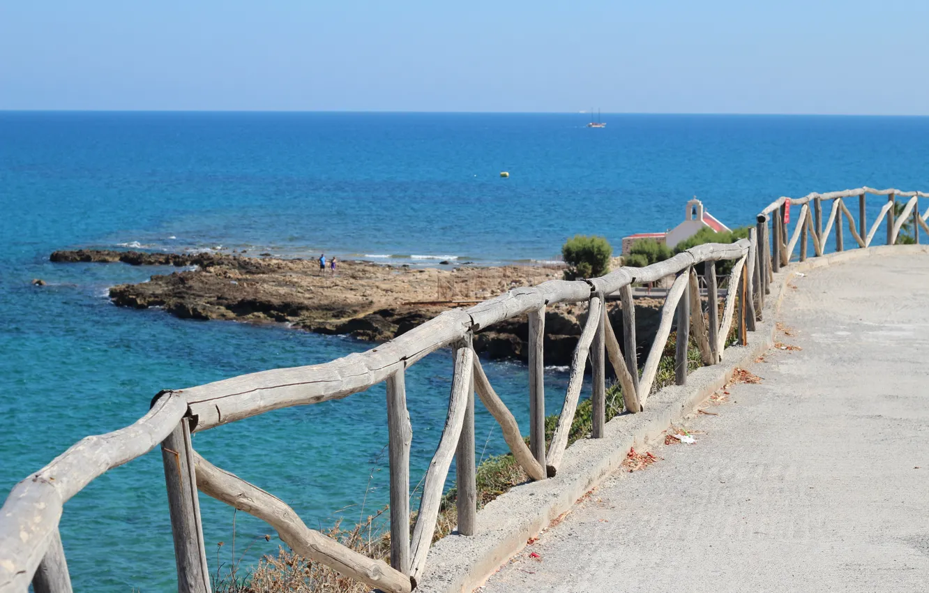 Photo wallpaper road, sea, bridge, nature, the bridge