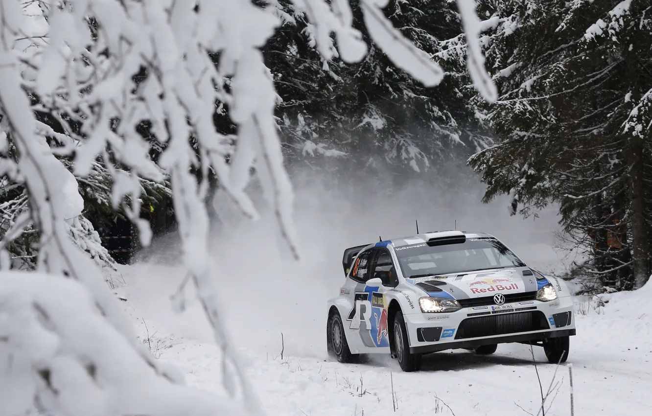 Photo wallpaper Winter, Auto, Snow, Volkswagen, Race, WRC, Rally, Rally