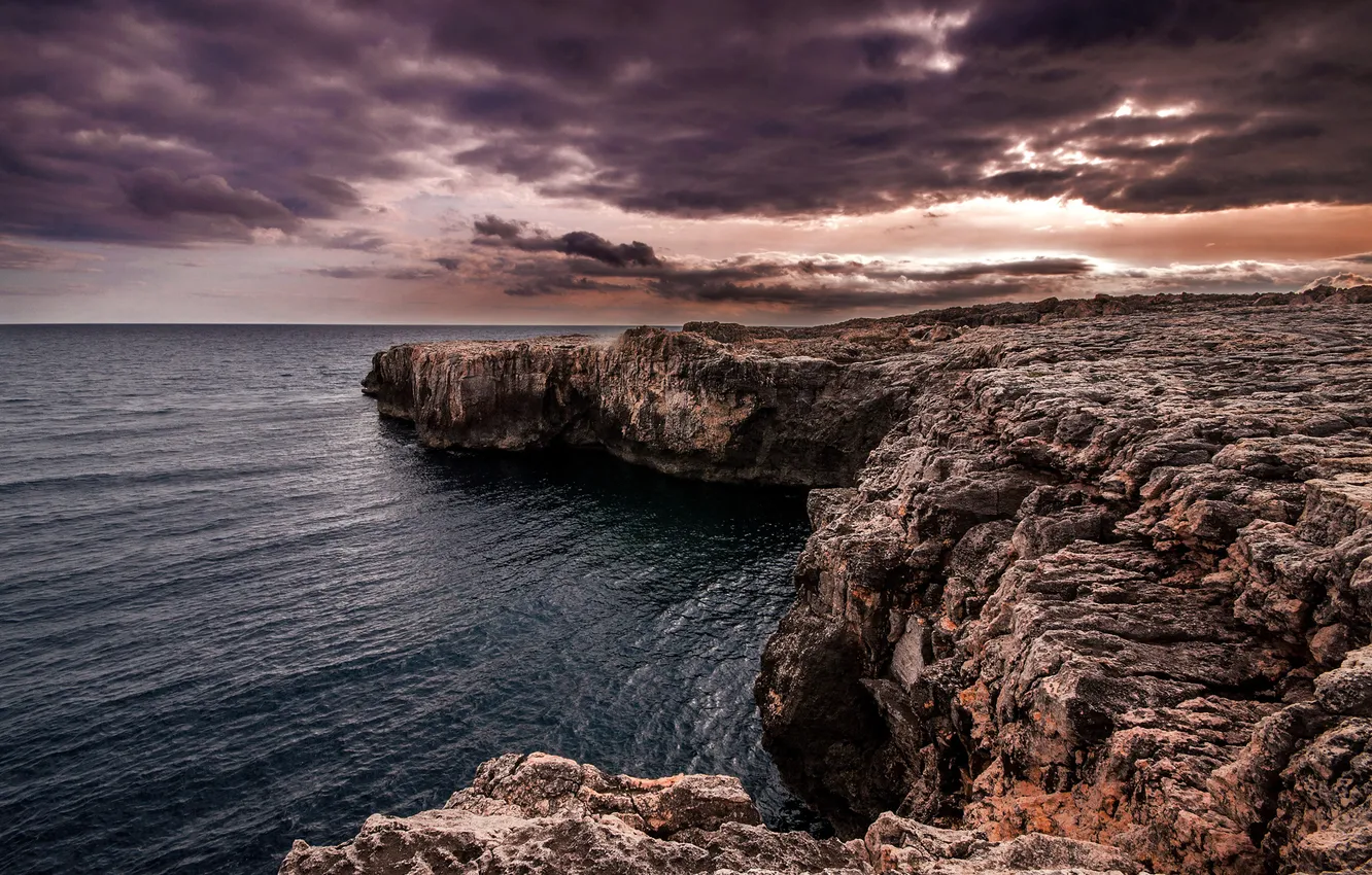 Photo wallpaper sea, rocks, cliffs