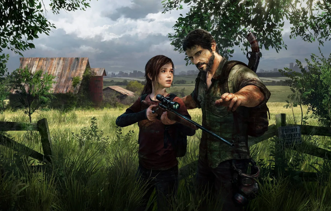 Photo wallpaper girl, weapons, Apocalypse, man, home, sniper, The Last of Us