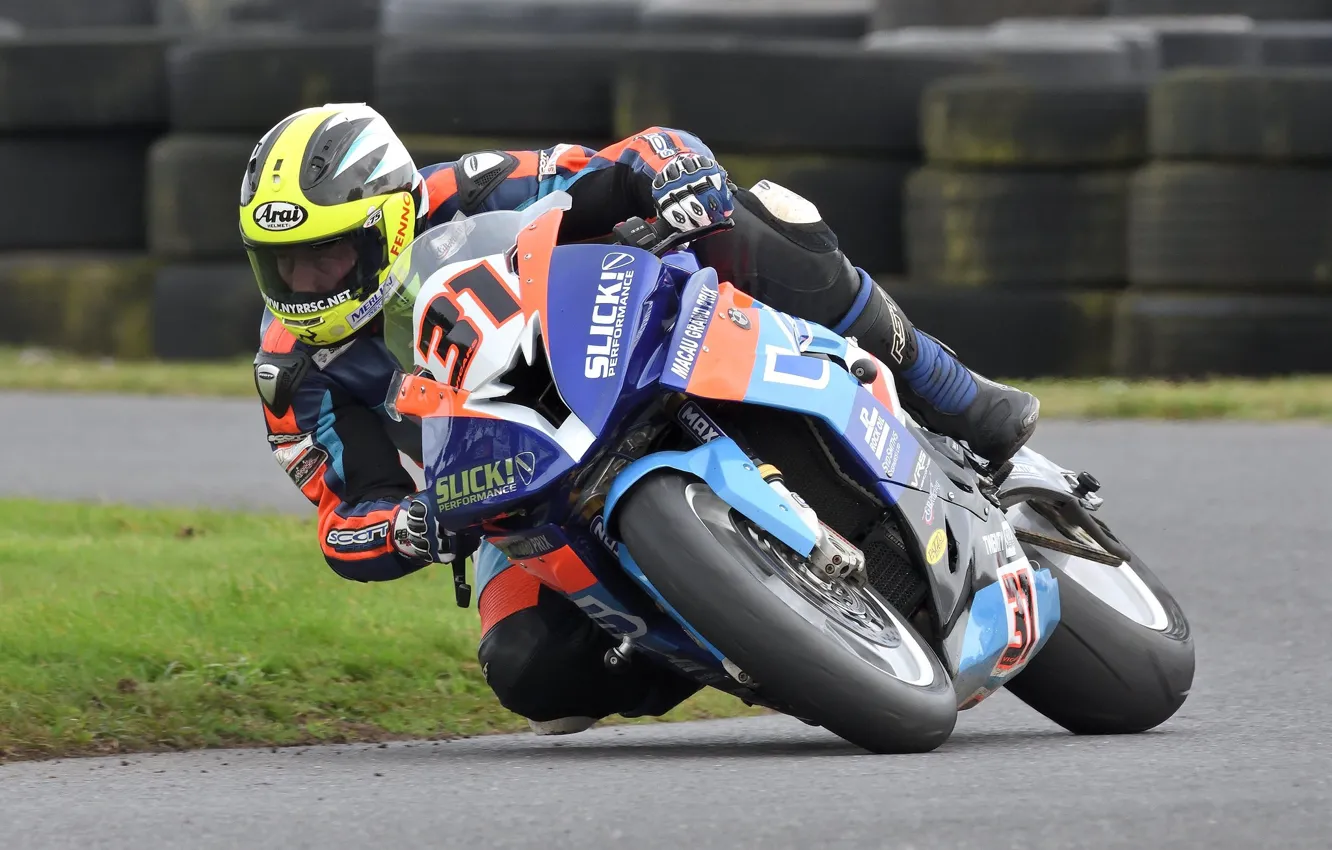 Photo wallpaper turn, bike, racing