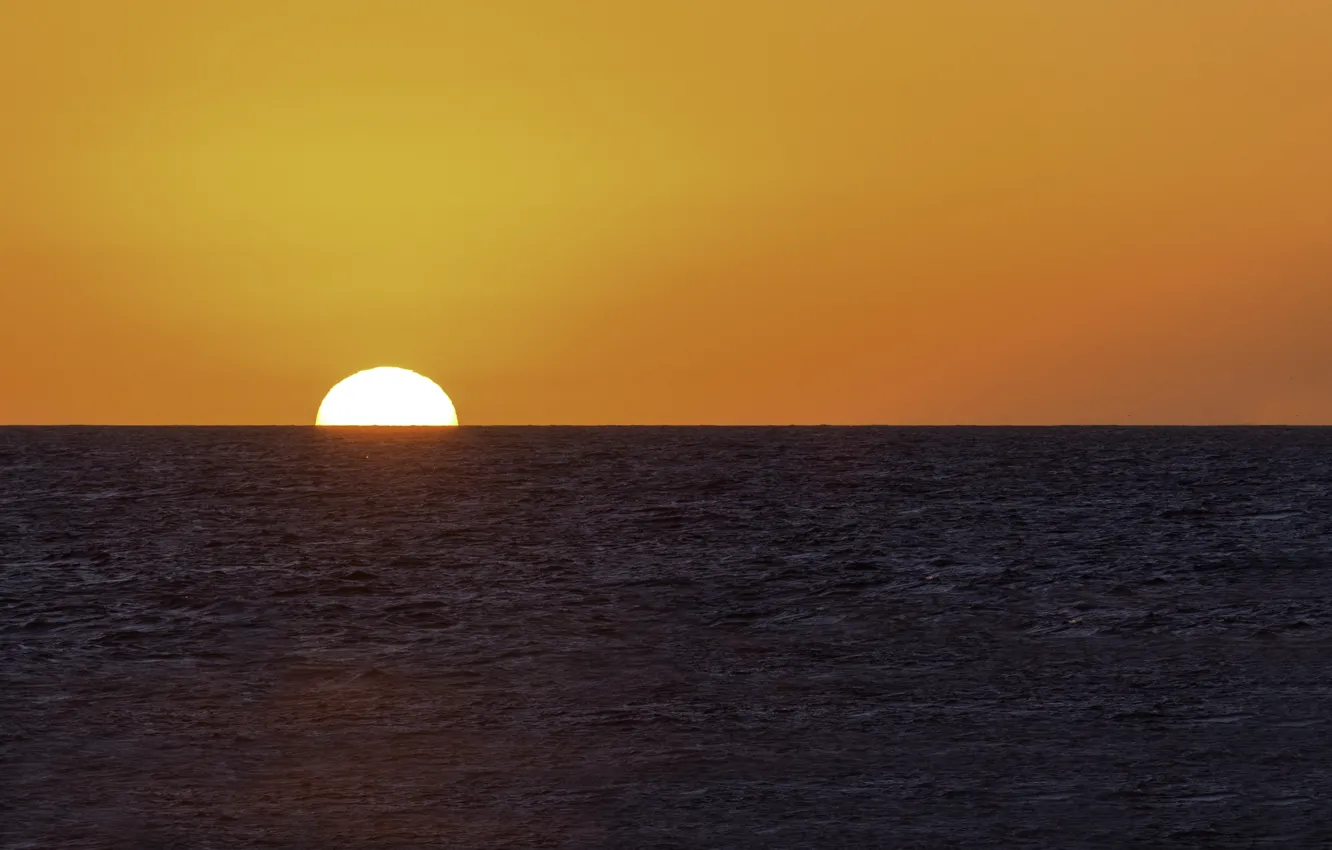 Photo wallpaper twilight, sea, ocean, sunset, seascape, dusk, horizon, orange sky