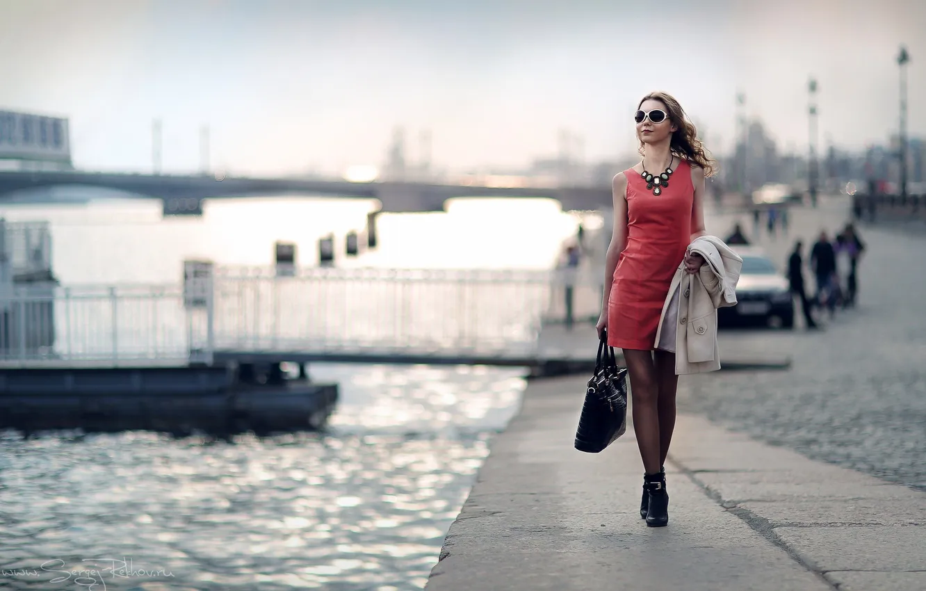 Photo wallpaper girl, model, walk, Neva, Sergey Rehob