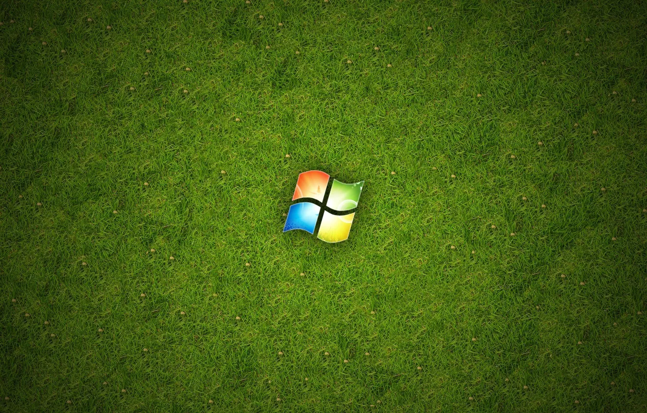 Photo wallpaper Grass, Windows, Logo, Hi-Tech