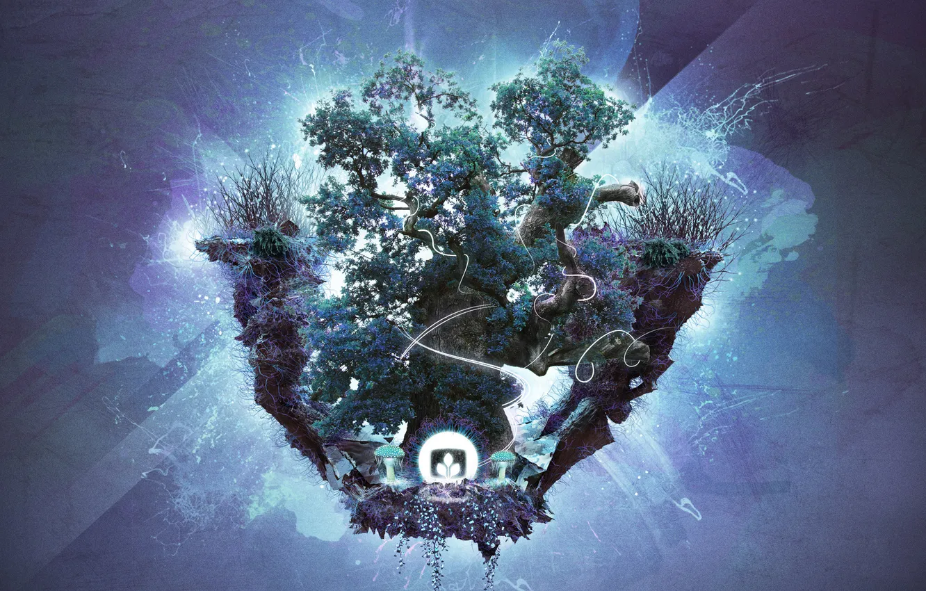 Photo wallpaper trees, abstraction, logo