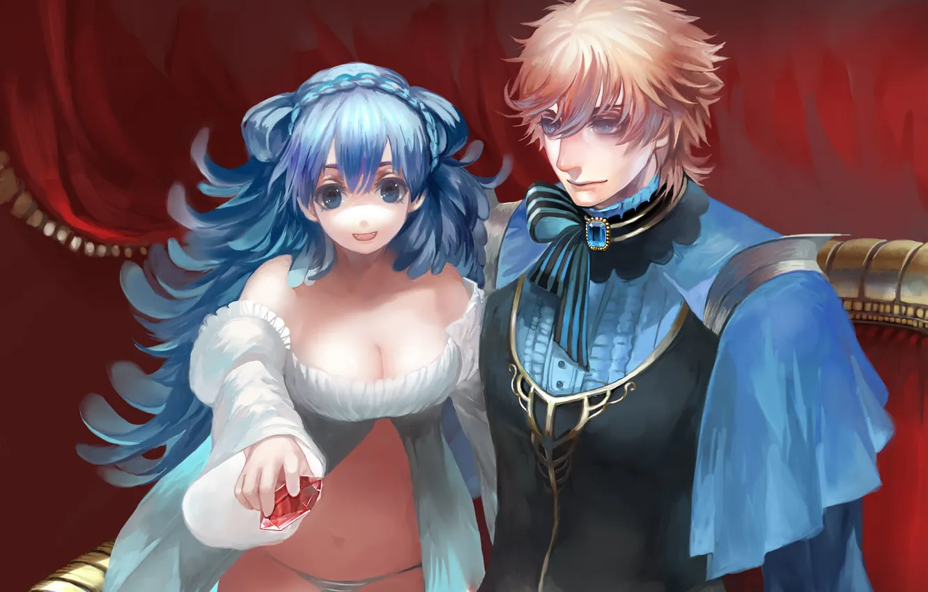 Photo wallpaper girl, art, crystals, guy, Nicole, pixiv fantasia