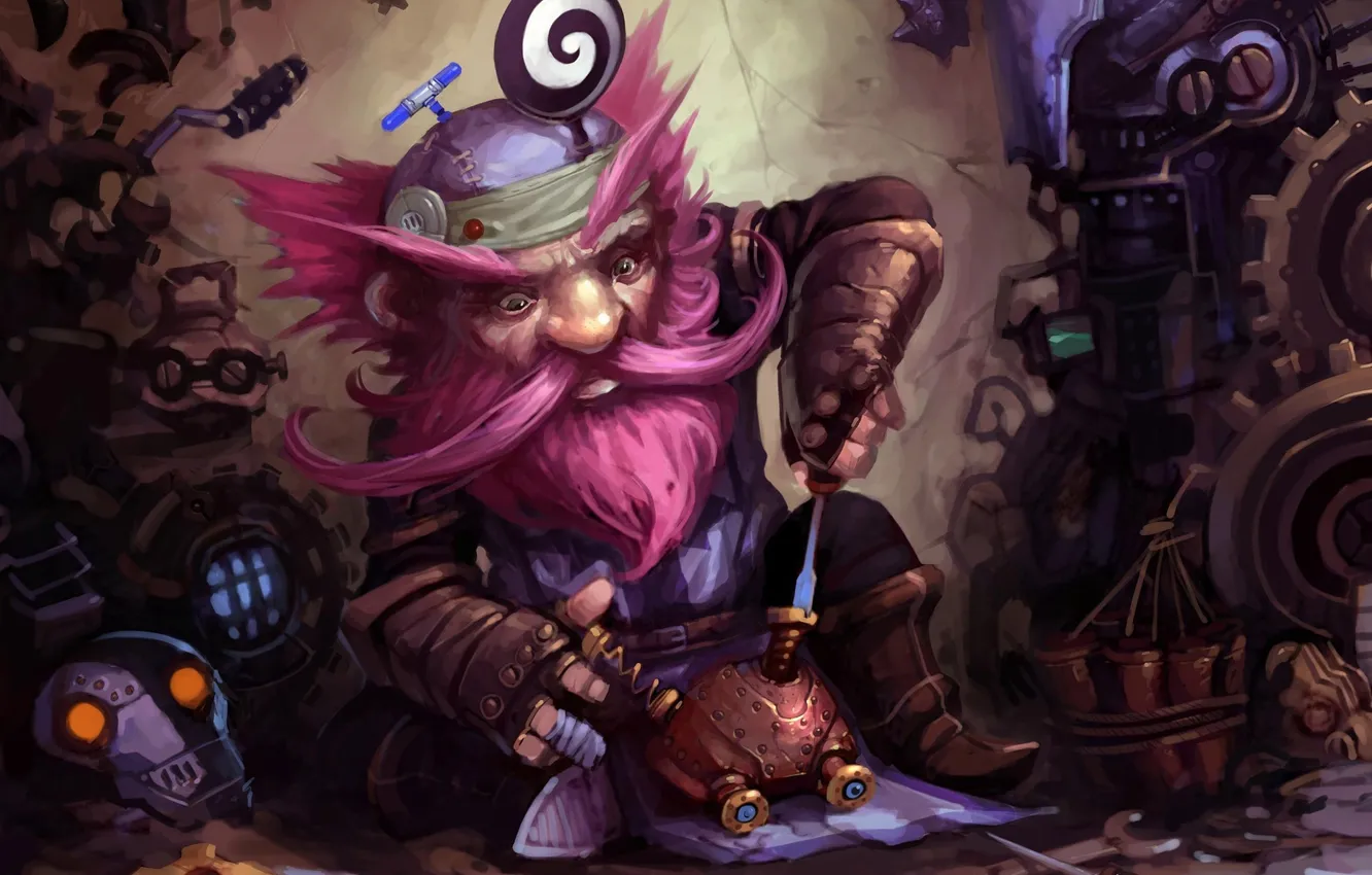 Photo wallpaper mechanism, art, beard, World of Warcraft, screwdriver, Engineer, Remon, Spitz Patrick