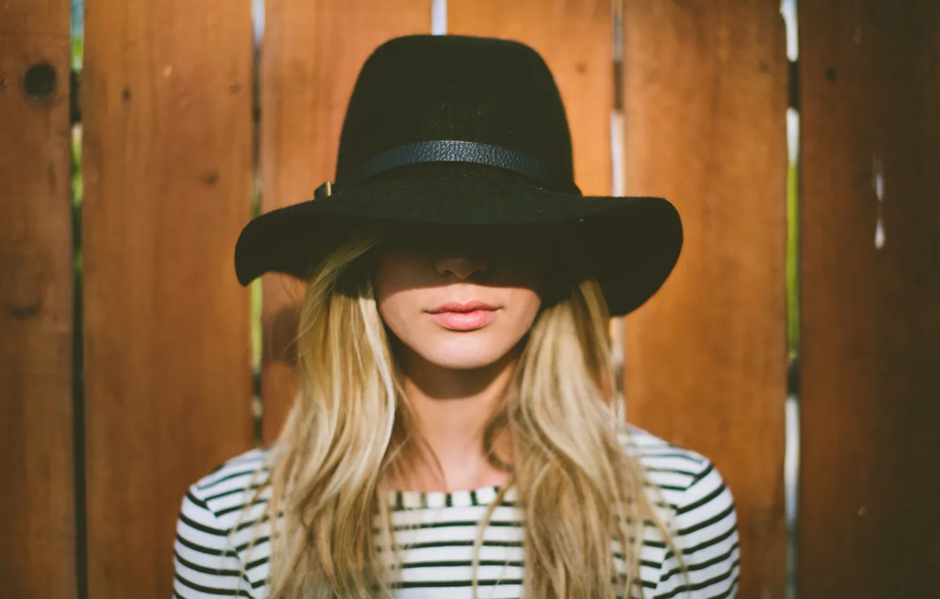 Photo wallpaper girl, hat, blonde