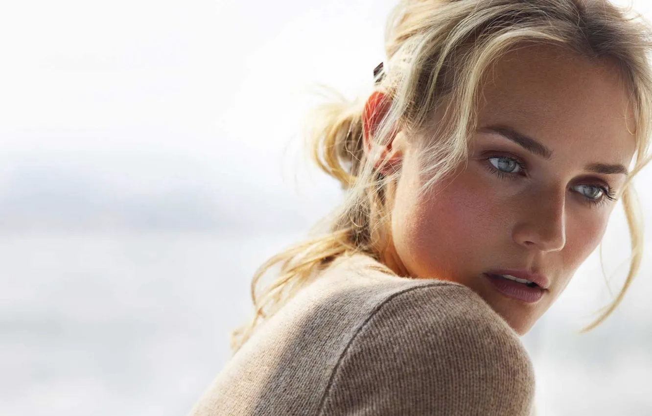 Photo wallpaper look, face, actress, blonde, shoulders, Diane Kruger, model, Diane Kruger