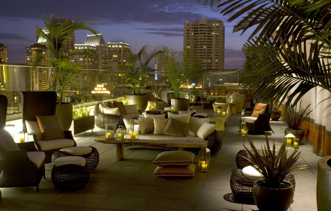 Photo wallpaper design, the city, style, interior, penthouse, San Diego, terrace