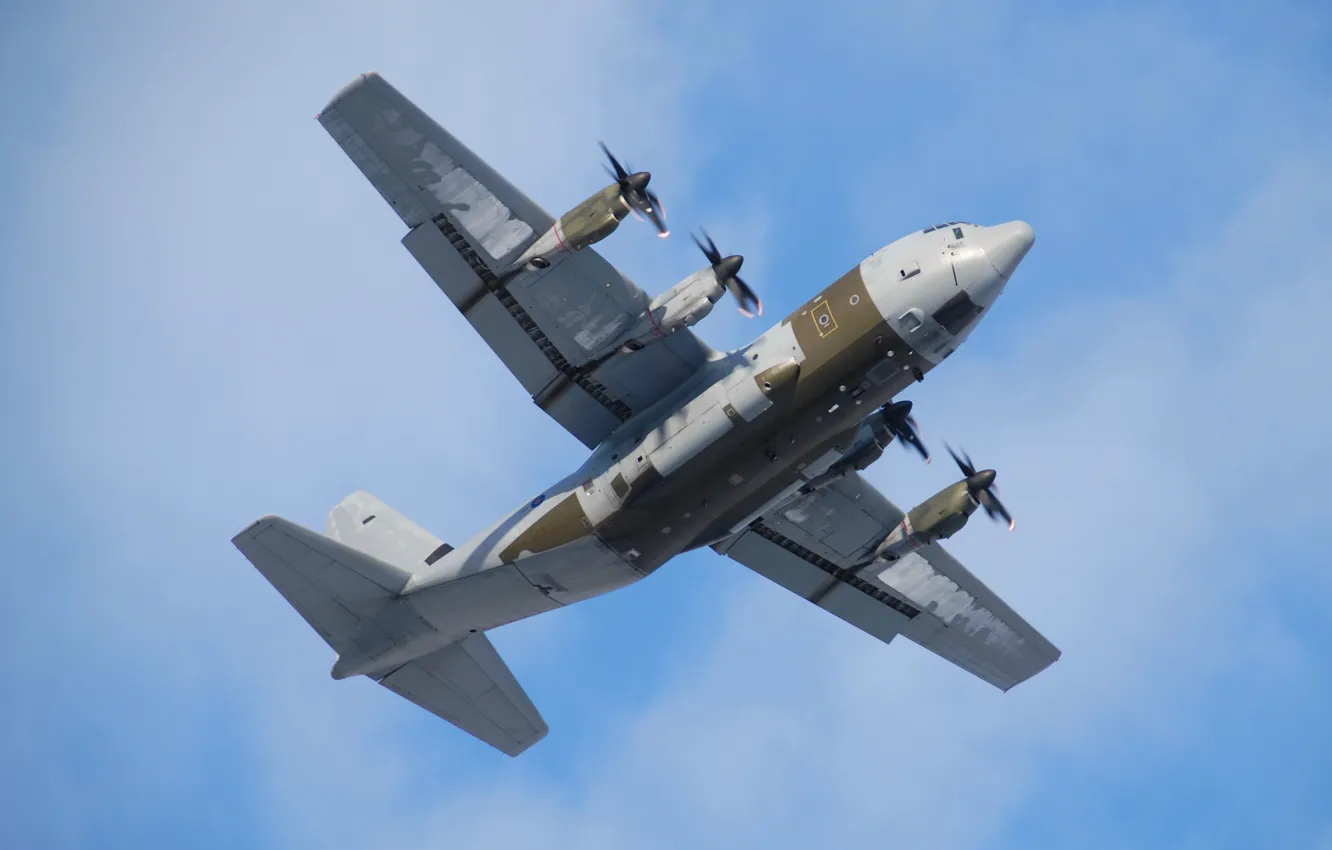 Photo wallpaper the sky, the plane, military transport, Lockheed Martin, Super Hercules, C-130J