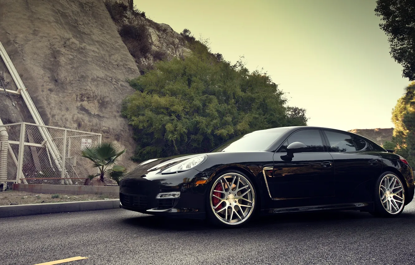 Photo wallpaper road, Porsche, Panamera, drives, Porsche, Panamera