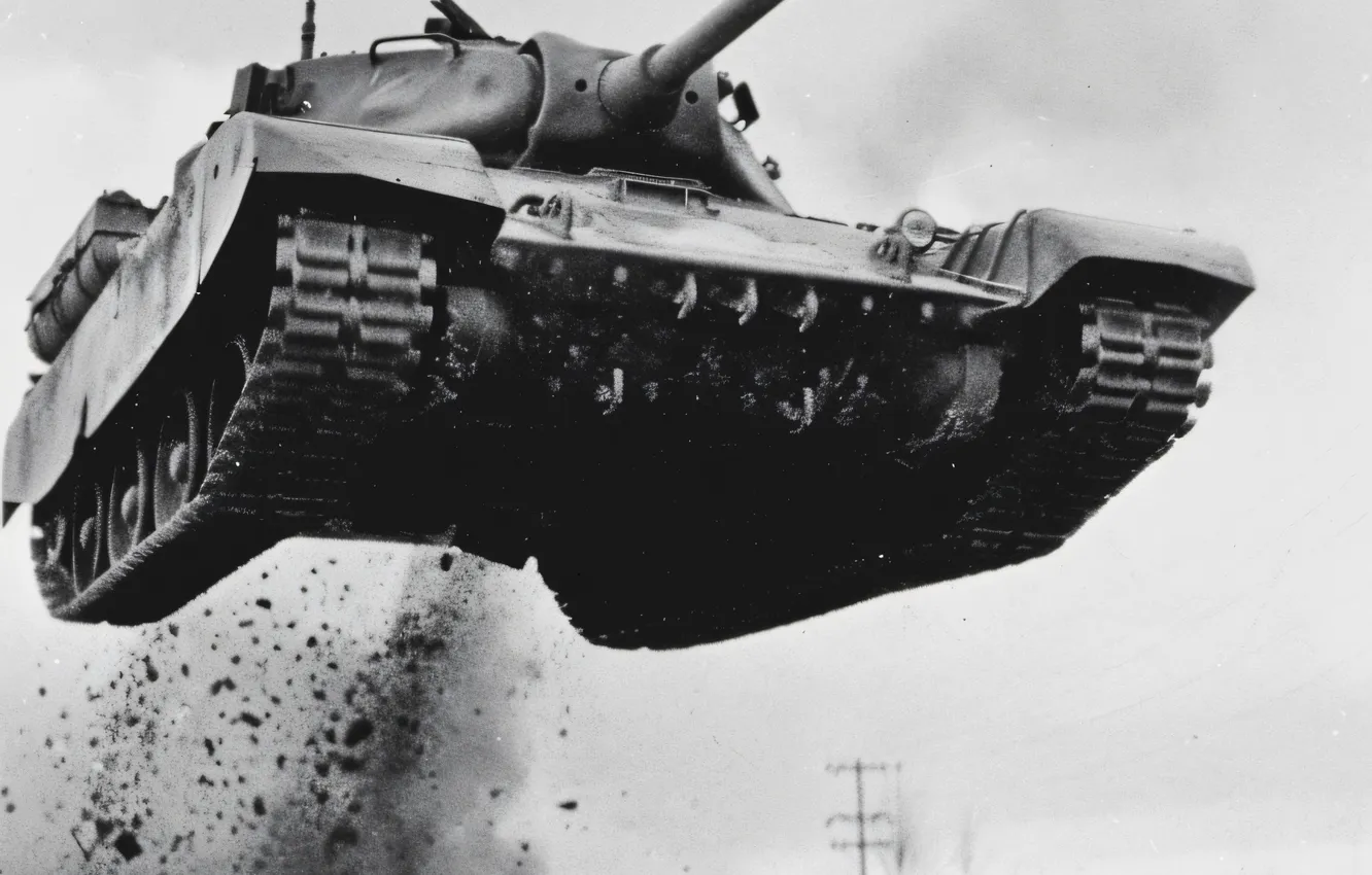 Photo wallpaper Retro, Flight, Tank, Digital art, Black and white, AI art, The Art of Artificial Intelligence, …