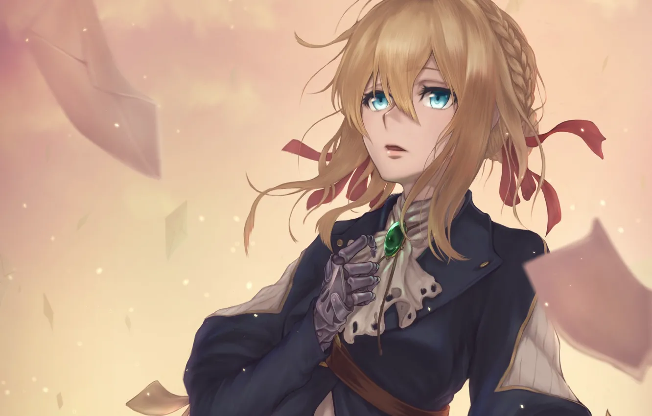 Photo wallpaper girl, anime, letters, Violet Evergarden