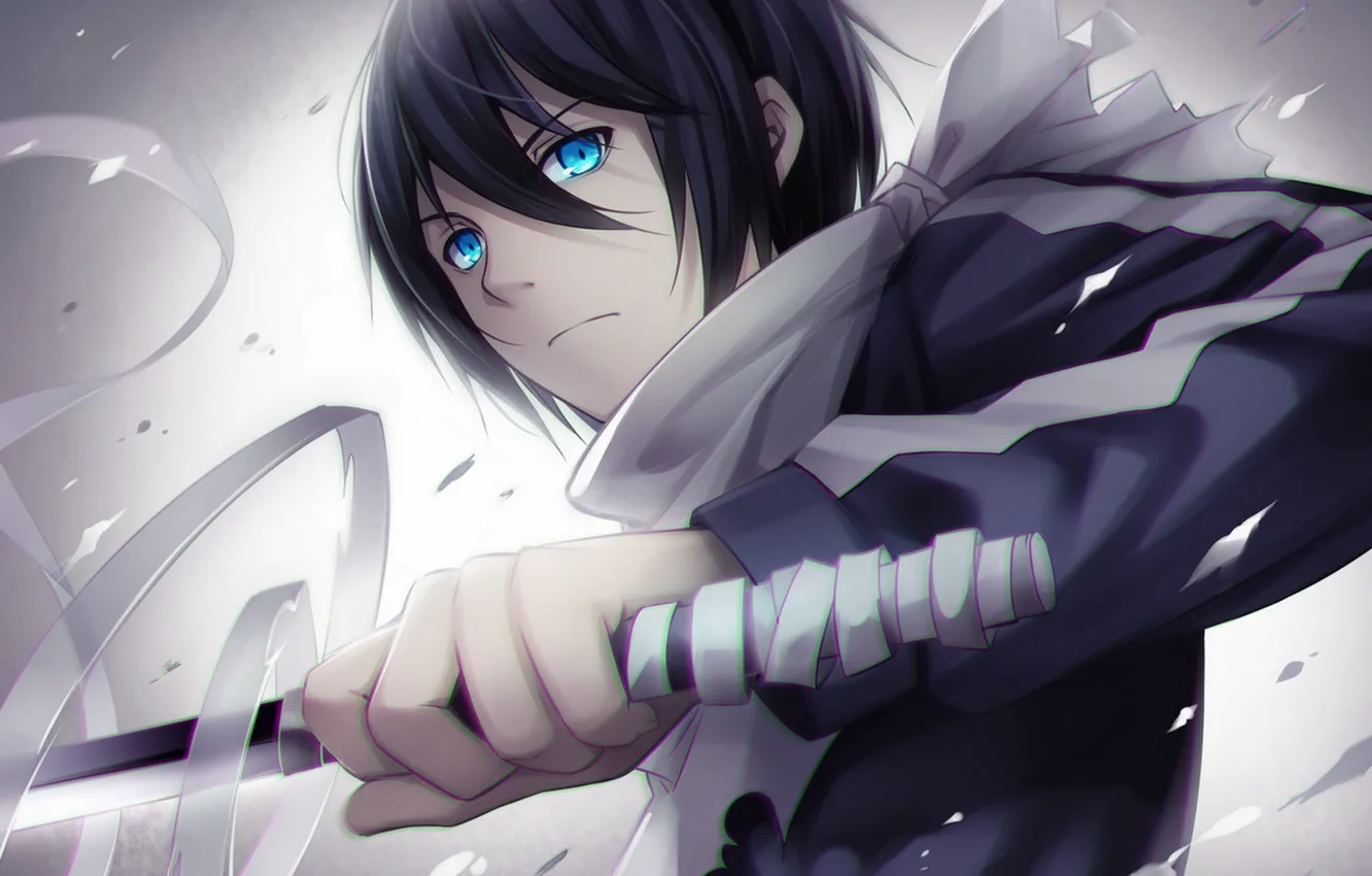 Photo wallpaper weapons, katana, anime, art, guy, bandages, tidsean, yato