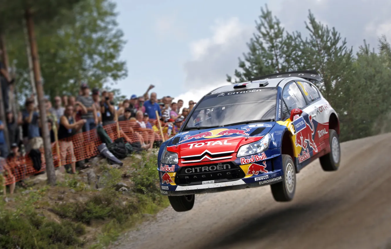 Photo wallpaper machine, people, speed, Citroen, WRC, Rally, Fans, Sebastien Ogier
