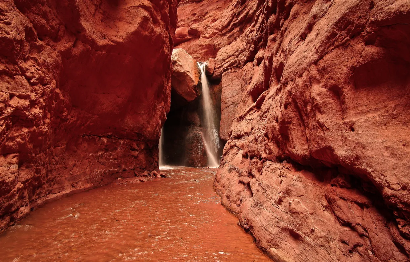 Photo wallpaper stream, rocks, waterfall, stream, canyon, gorge, the grotto