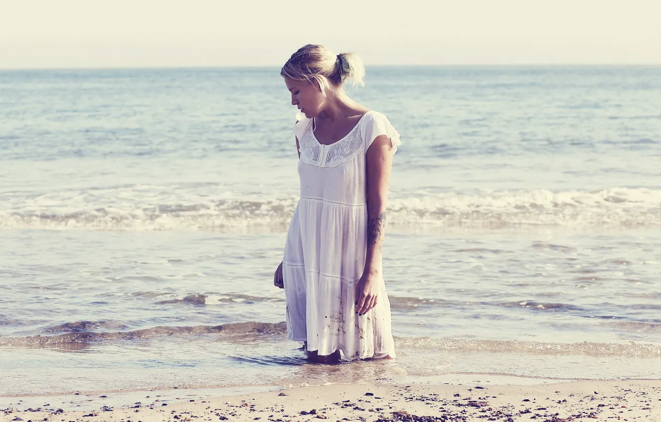 Photo wallpaper sea, summer, girl, mood