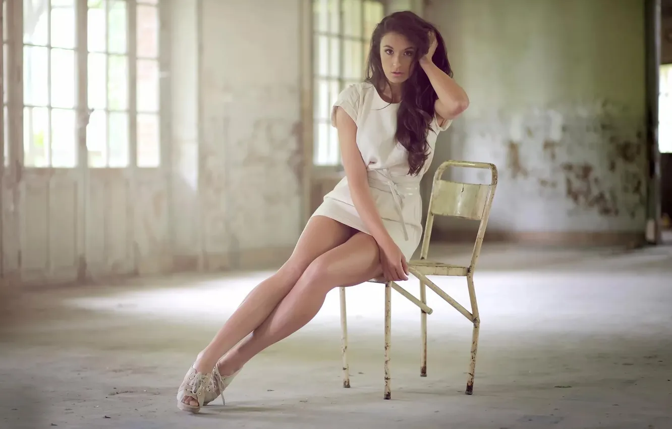 Photo wallpaper girl, dress, legs, beautiful, model, long-haired, Slender