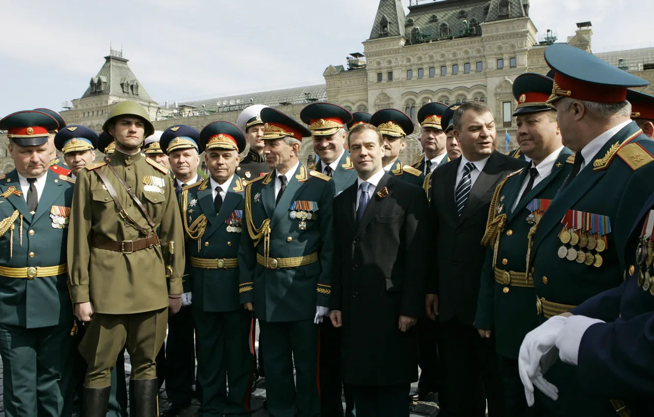 Photo wallpaper holiday, soldiers, military, Dmitry Medvedev, Officers