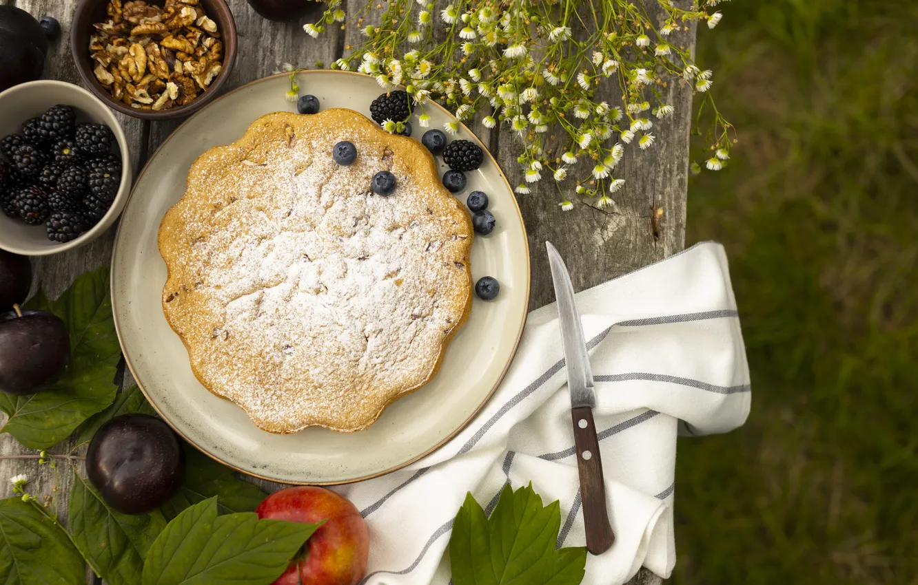 Photo wallpaper summer, berries, pie