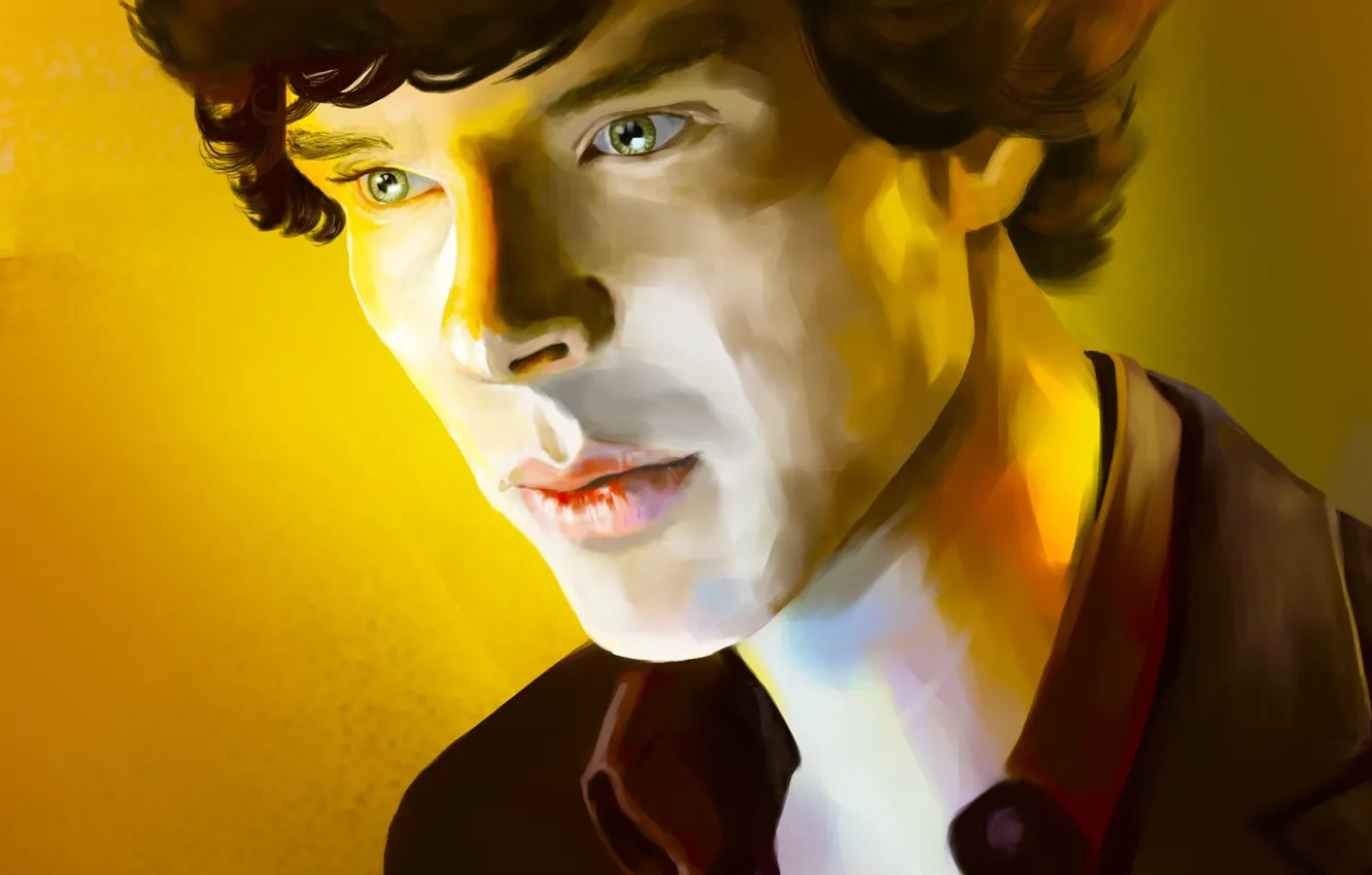 Photo wallpaper figure, art, painting, Sherlock Holmes, Benedict Cumberbatch, Benedict Cumberbatch, Sherlock, Sherlock BBC