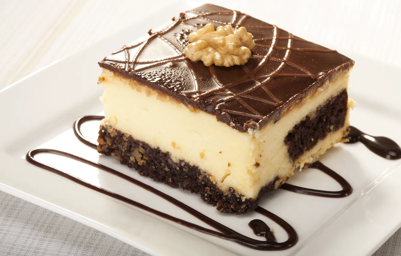 Photo wallpaper chocolate, sweets, nuts, cake, cake, chocolate, nuts, sweets