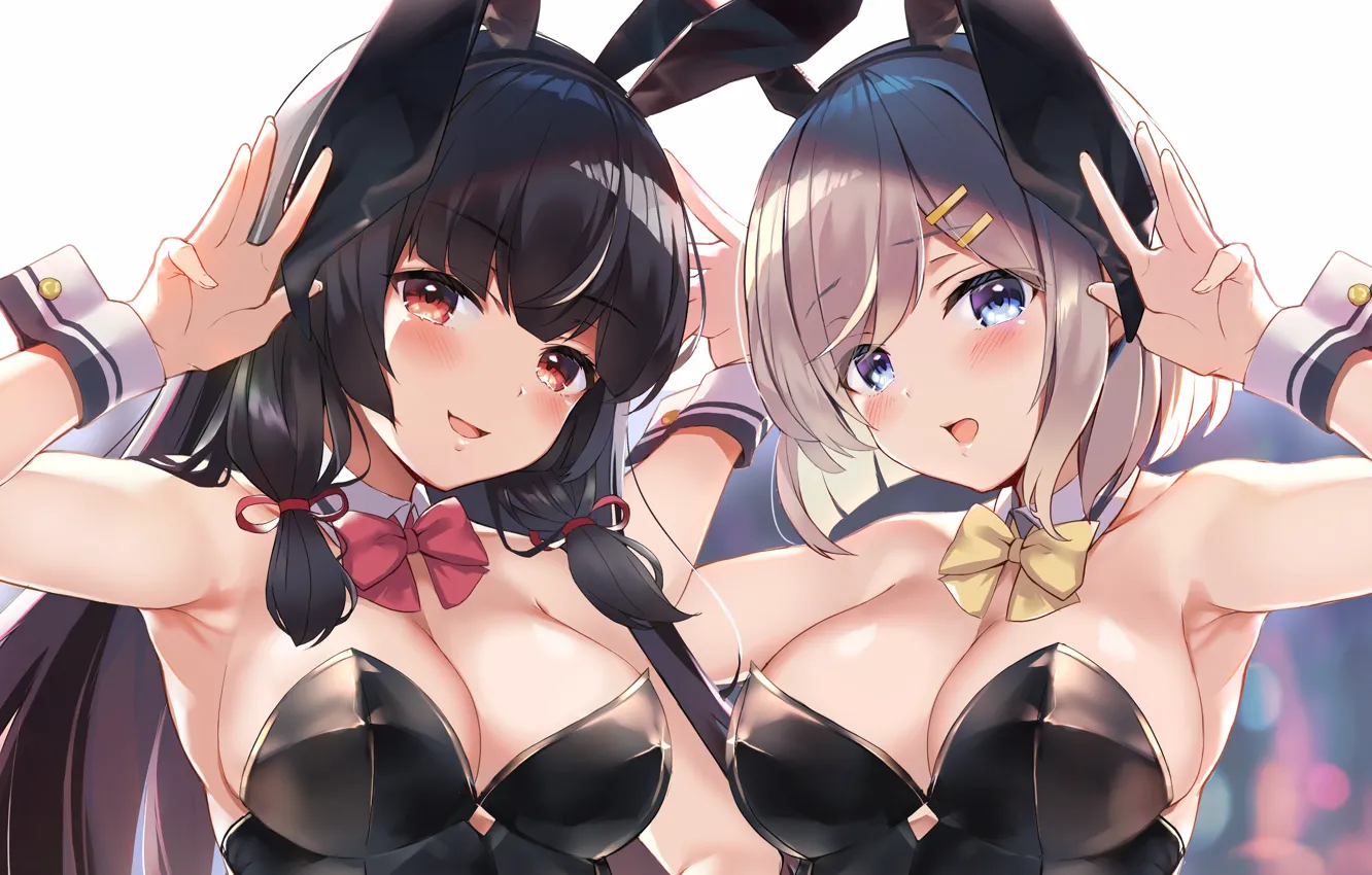 Photo wallpaper sexy, cleavage, long hair, girls, boobs, anime, beautiful, twintails