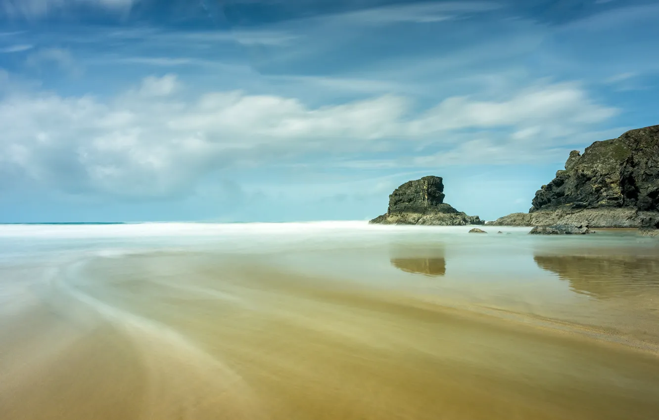 Photo wallpaper sea, clouds, nature, rocks, shore