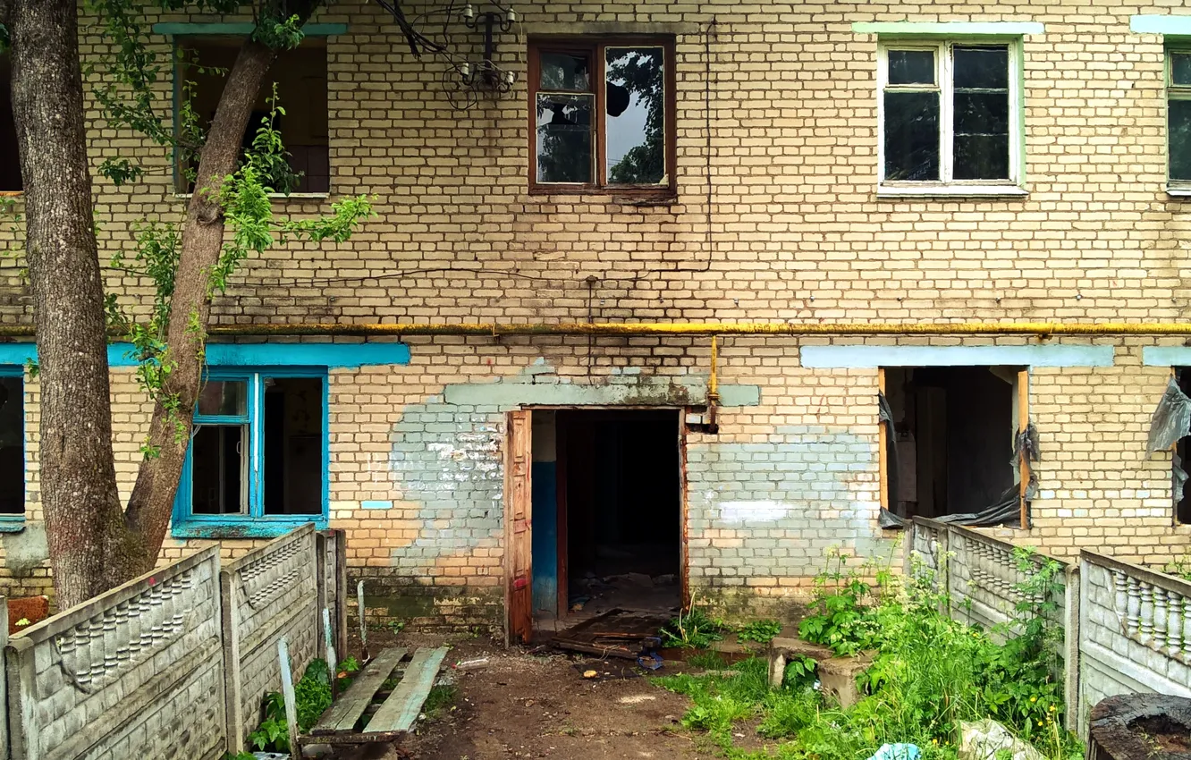 Photo wallpaper house, old, abandoned, building, slum
