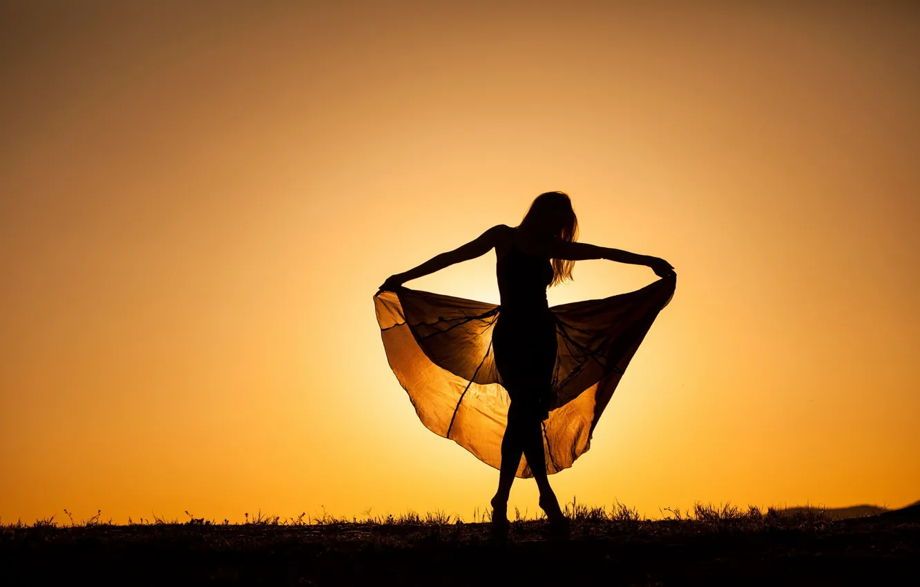 Photo wallpaper girl, light, silhouette