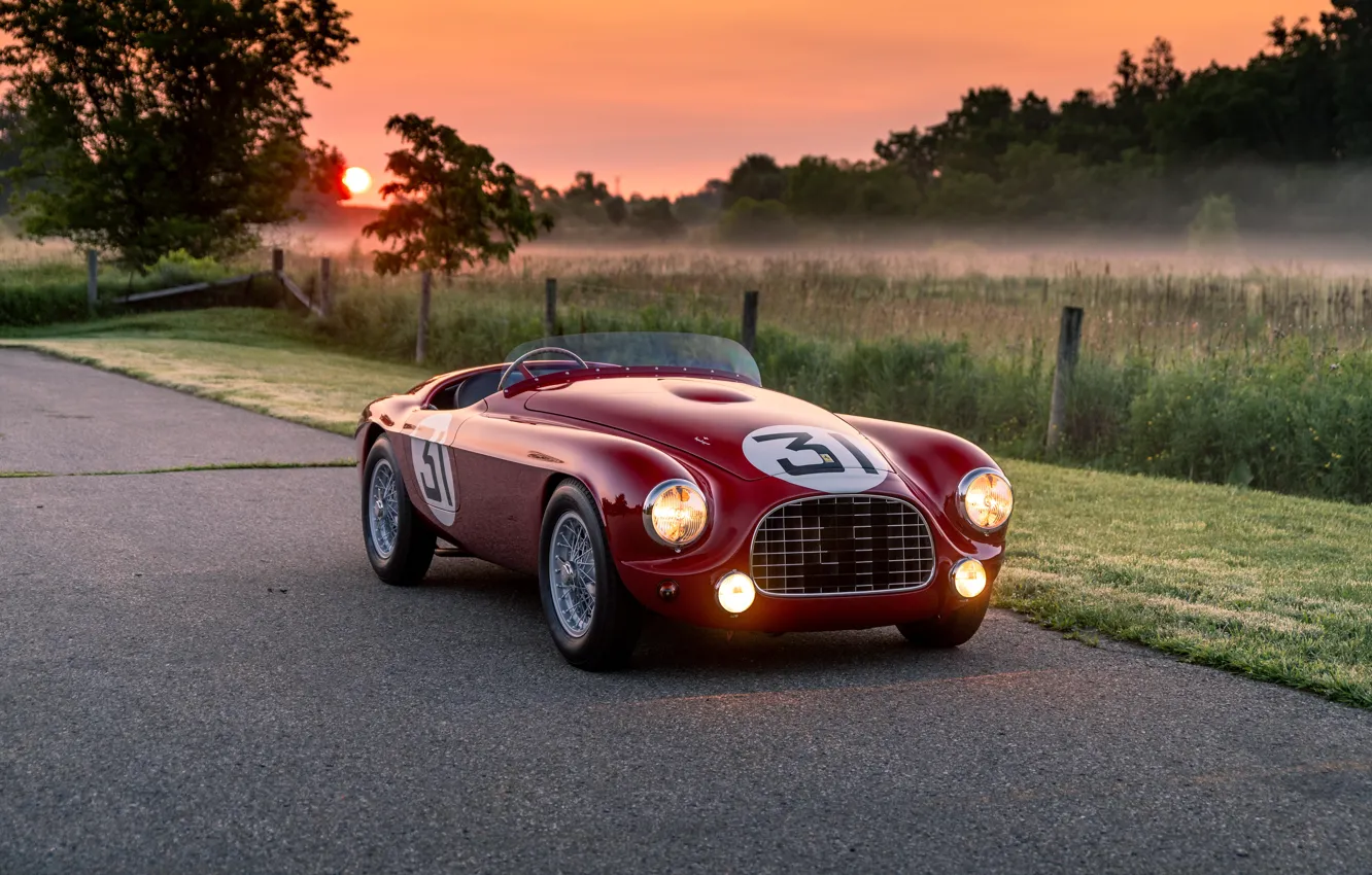 Photo wallpaper car, Ferrari, sunset, 212, 1951, Ferrari 212 Export Barchetta