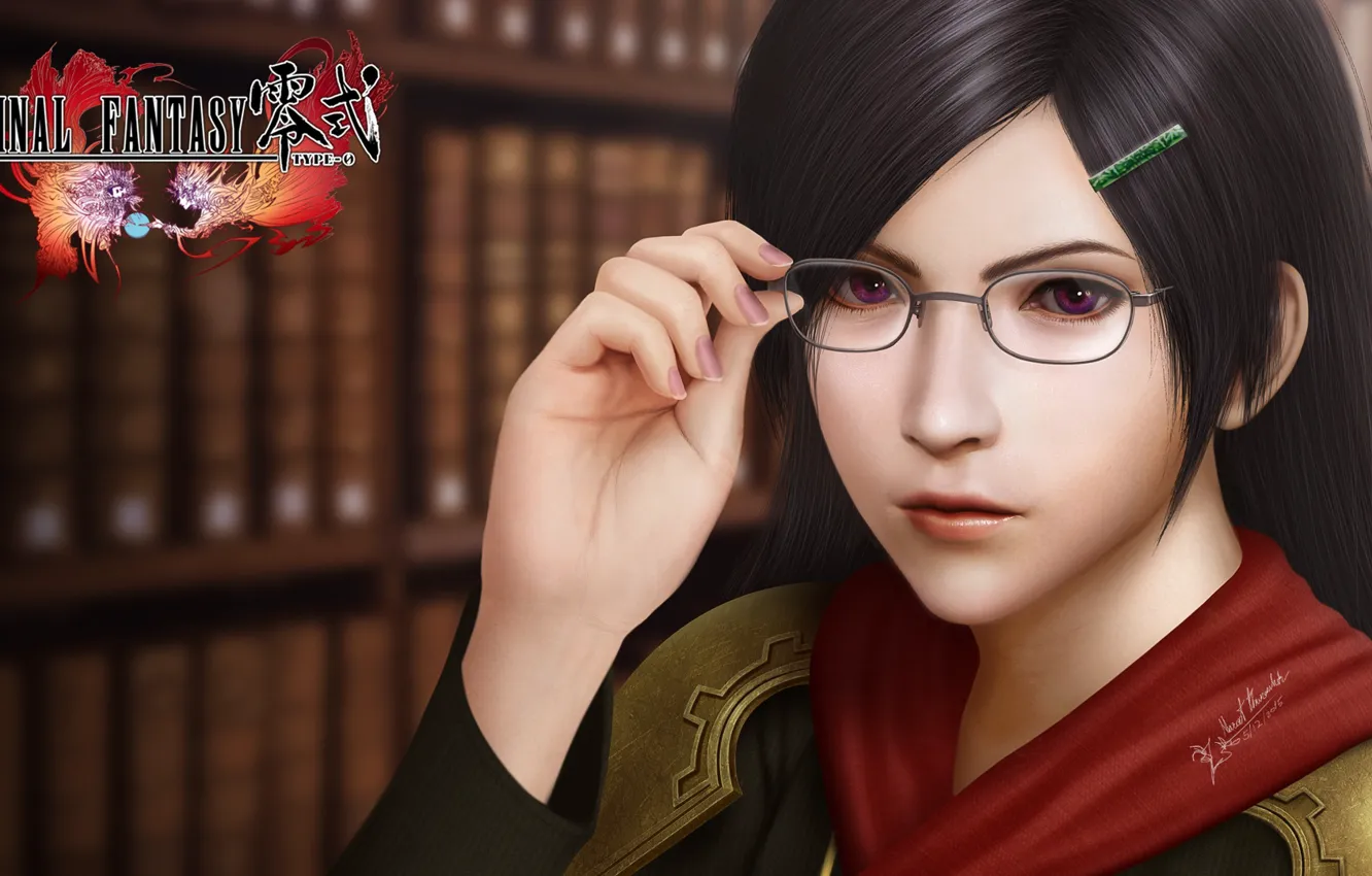 Photo wallpaper look, girl, face, art, glasses, Final Fantasy, final fantasy type-0