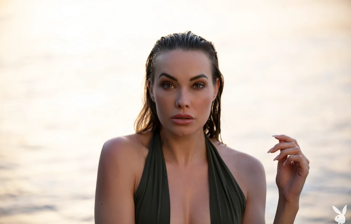 Photo wallpaper playboy, cleavage, ocean, model, close up, jasmin